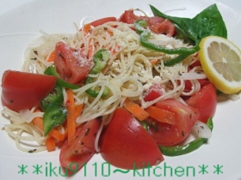 トマトと野菜のマリネ風スパゲティーサラダ